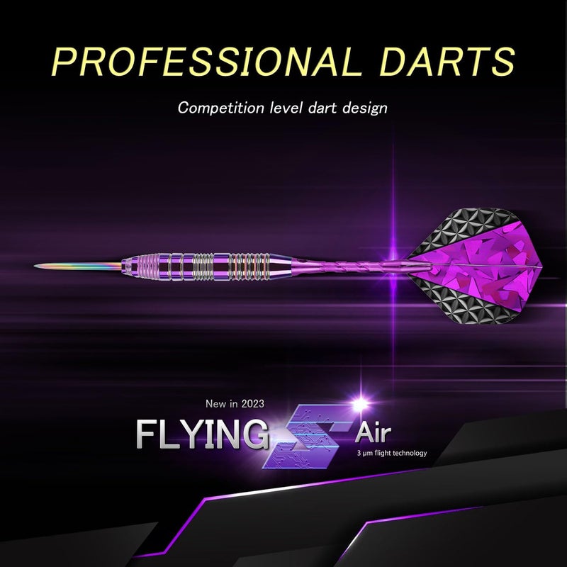 Trecynd Darts Metal Tip Set 3 Aluminum Shaft Metal Dart Set Professional Darts Steel Tip Sets + Extra Dart Flights 3 Replace Plastic Shafts Beginner or Professional Darts 22g - Image 2